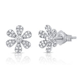 14K Rose Gold Diamond Flower Earrings-Earrings-Maurice's Jewelers-WHITE GOLD-