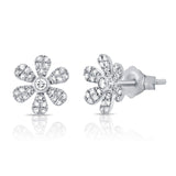 14K Yellow Gold Diamond Flower Earrings-EARRINGS-aaron jewelry-WHITE GOLD-