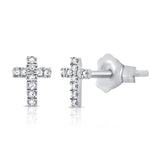 14K Rose Gold Diamond Cross Stud Earrings
