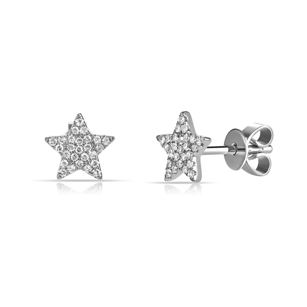 14K Rose Gold Diamond Star Stud Earrings