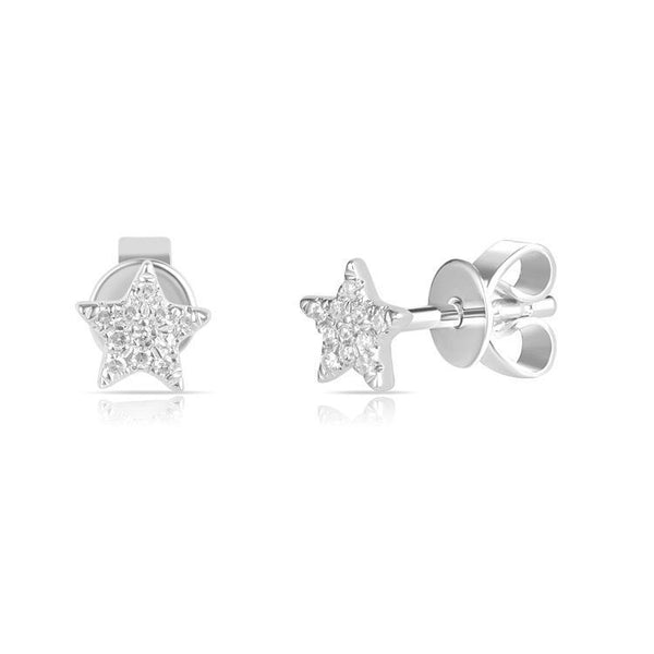 14K Yellow Gold Diamond Mini Star Stud Earrings-Earrings-aaron jewelry-WHITE GOLD-