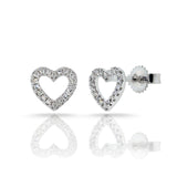 14K Rose Gold Diamond Open Heart Stud Earrings-Earrings-Maurice's Jewelers-WHITE GOLD-