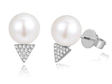 14K Rose Gold Diamond + Pearl Earrings-Earrings-Maurice's Jewelers-WHITE GOLD-