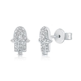 14K Yellow Gold Diamond Hand of God Stud Earrings-EARRINGS-aaron jewelry-WHITE GOLD-