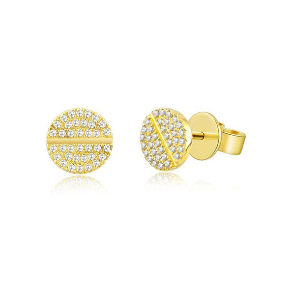 14K Yellow Gold Diamond Screw Earrings