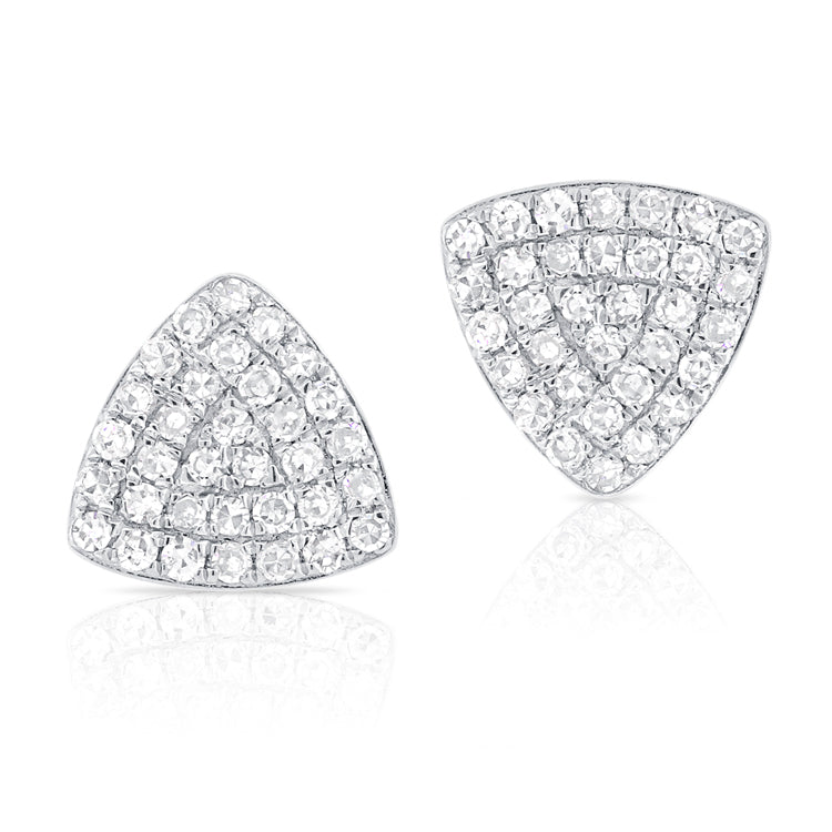 14K White Gold Diamond Triangle Stud Earrings-EARRINGS-aaron jewelry-