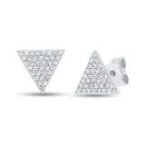 14K Yellow Gold Diamond Triangle Earrings