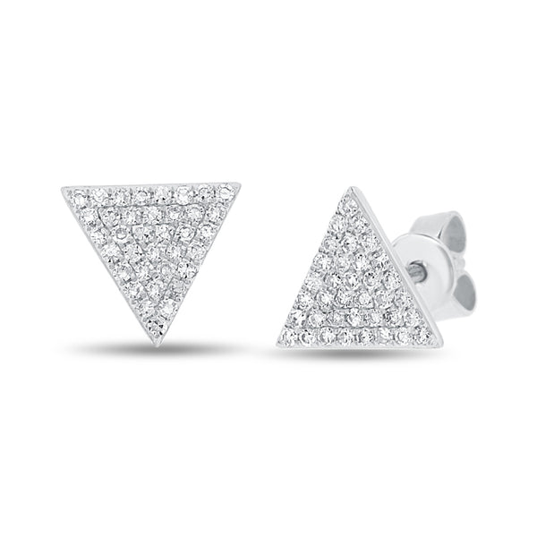 14K Rose Gold Diamond Triangle Earrings
