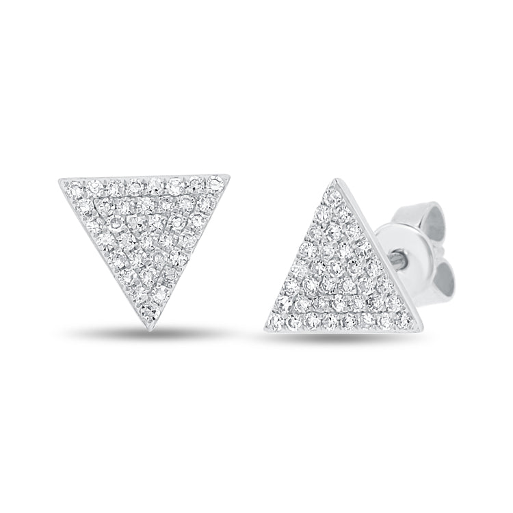14K Yellow Gold Diamond Triangle Earrings