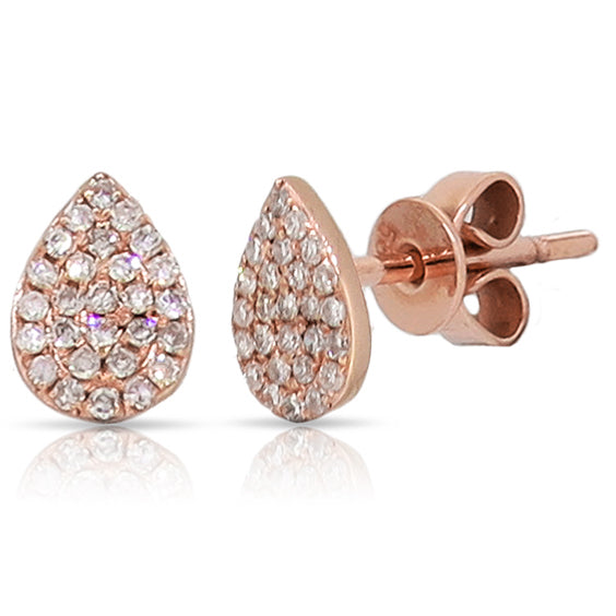 14K Rose Gold Pave Diamond Pear Shaped Earrings-Earrings-Maurice's Jewelers-ROSE GOLD-