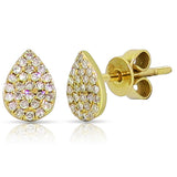 14K Rose Gold Pave Diamond Pear Shaped Earrings-Earrings-Maurice's Jewelers-YELLOW GOLD-