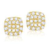 14K Yellow Gold Diamond Small Petite Cushion Stud Earrings