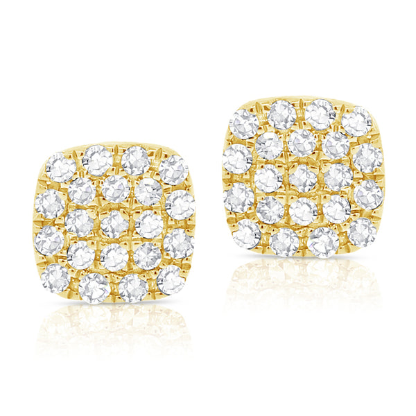 14K Yellow Gold Diamond Small Petite Cushion Stud Earrings-EARRINGS-aaron jewelry-YELLOW GOLD-