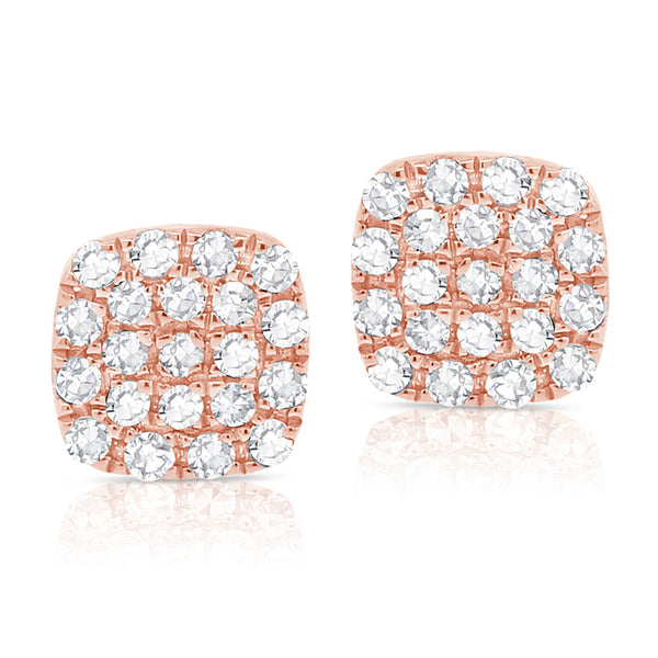 14K Rose Gold Diamond Small Petite Cushion Stud Earrings-EARRINGS-Maurice's Jewelers-ROSE GOLD-