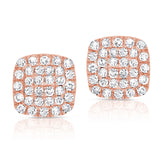 14K Rose Gold Diamond Cushion Shape Earrings