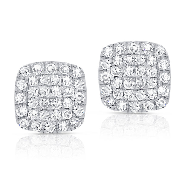 14K White Gold Diamond Cushion Shape Earrings