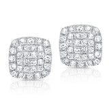 14K Yellow Gold Diamond Cushion Shape Earrings-EARRINGS-aaron jewelry-WHITE GOLD-