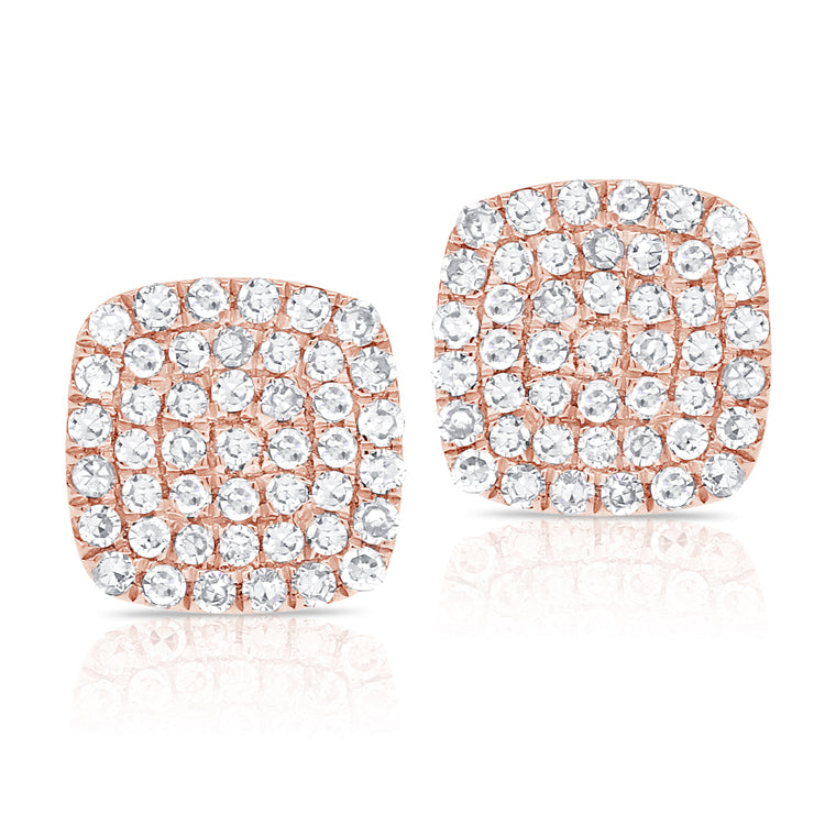 14K Rose Gold Diamond Cushion Stud Earrings-Earrings-Maurice's Jewelers-