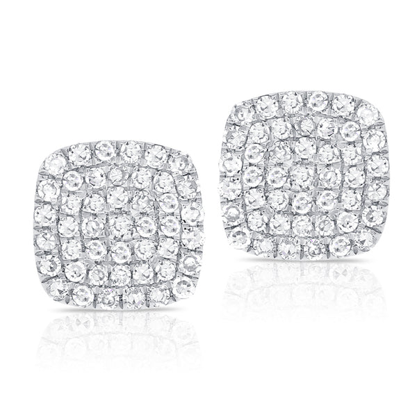 14K White Gold Diamond Cushion Stud Earrings-EARRINGS-Maurice's Jewelers-