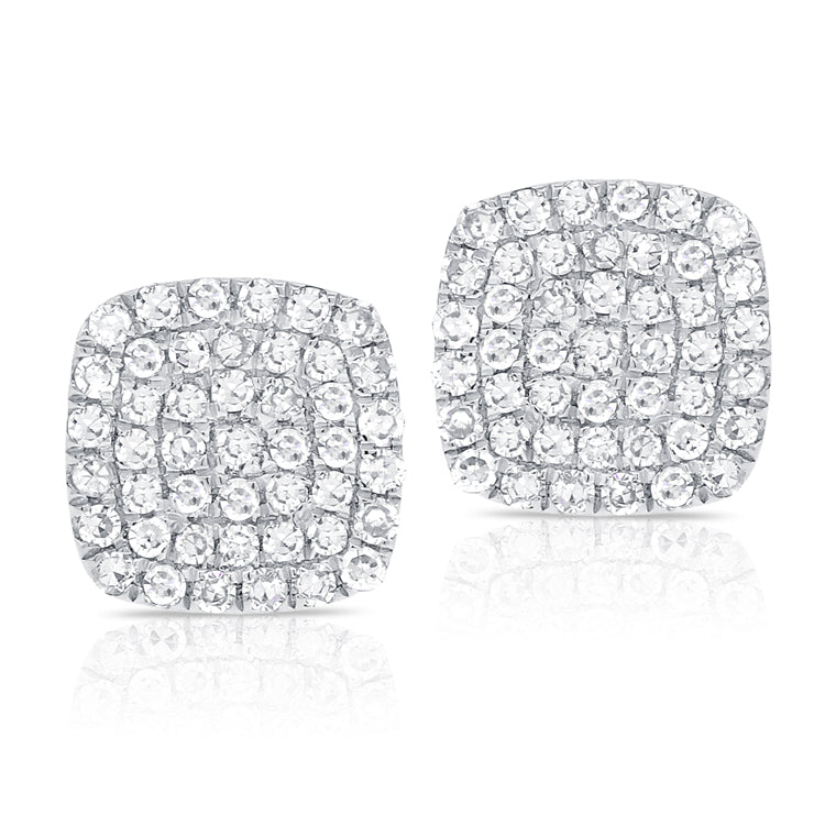 14K White Gold Diamond Cushion Stud Earrings-EARRINGS-Maurice's Jewelers-
