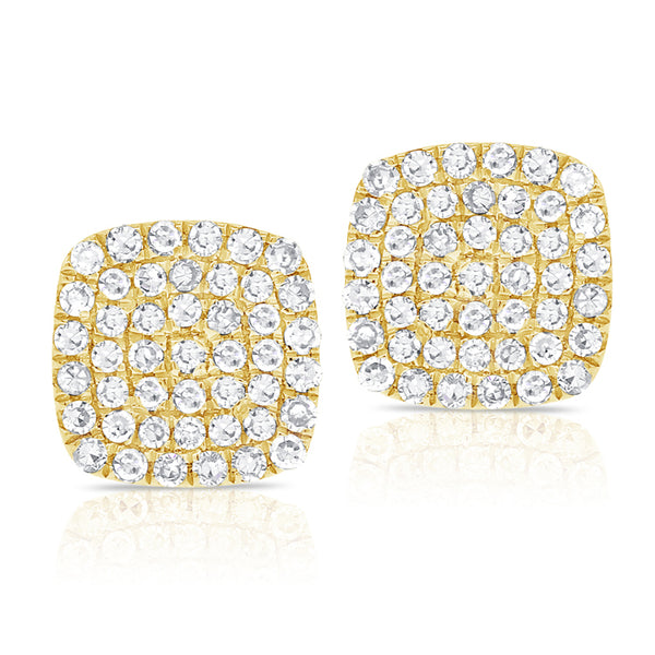 14K Yellow Gold Diamond Cushion Stud Earrings-EARRINGS-aaron jewelry-