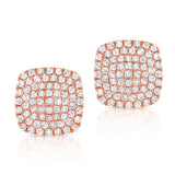 14K White Gold Diamond Cushion Stud Earrings