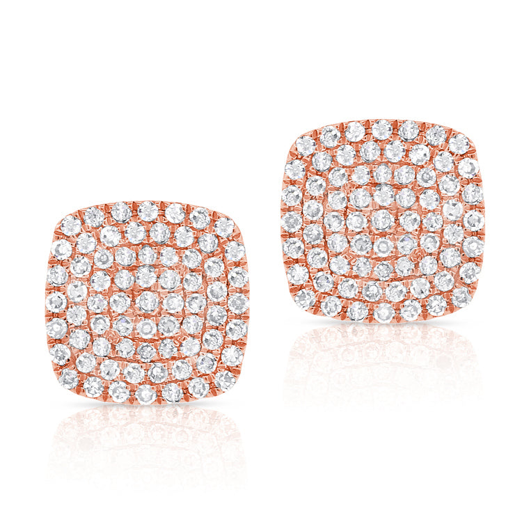 14K White Gold Diamond Cushion Stud Earrings