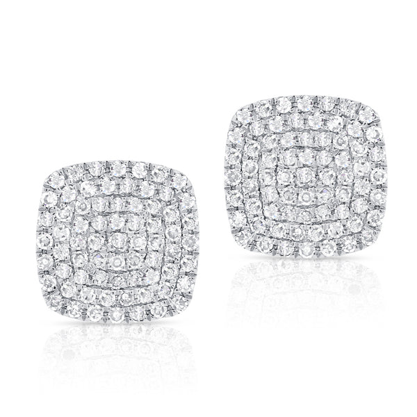 14K Yellow Gold Diamond Cushion Stud Earrings-EARRINGS-aaron jewelry-WHITE GOLD-