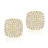 14K White Gold Diamond Cushion Stud Earrings