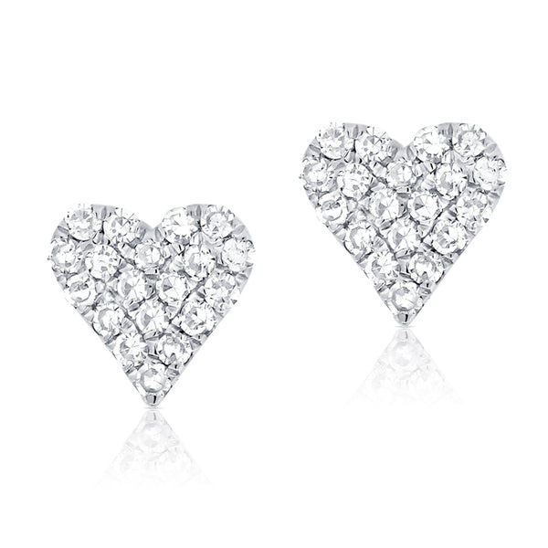 14K Rose Gold Diamond Heart Stud Mini Earrings
