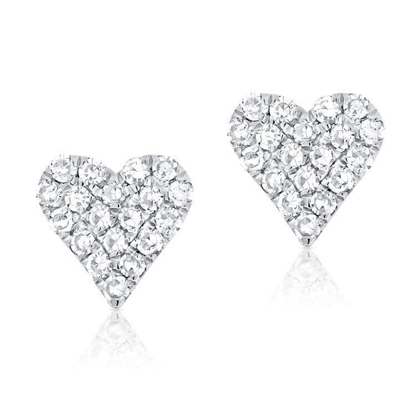 14K Yellow Gold Diamond Heart Stud Mini Earrings-Earrings-AARON JEWELRY-WHITE GOLD-