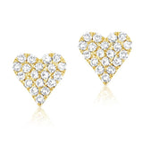 14K Yellow Gold Diamond Heart Stud Mini Earrings