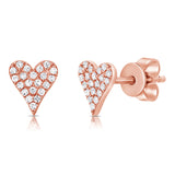 14K Yellow Gold Diamond Elongated Heart Stud Earrings