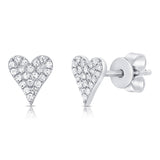 14K White Gold Diamond Elongated Heart Stud Earrings