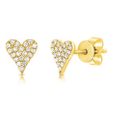 14K White Gold Diamond Elongated Heart Stud Earrings