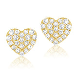 14K Rose Gold Diamond Heart Stud Earrings-Earrings-Maurice's Jewelers-YELLOW GOLD-