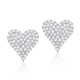 14K White Gold Diamond Heart Stud Earrings-Earrings-Maurice's Jewelers-WHITE GOLD-