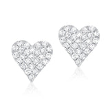 14K White Gold Diamond Small Heart Stud Earrings-Earrings-Maurice's Jewelers-WHITE GOLD-