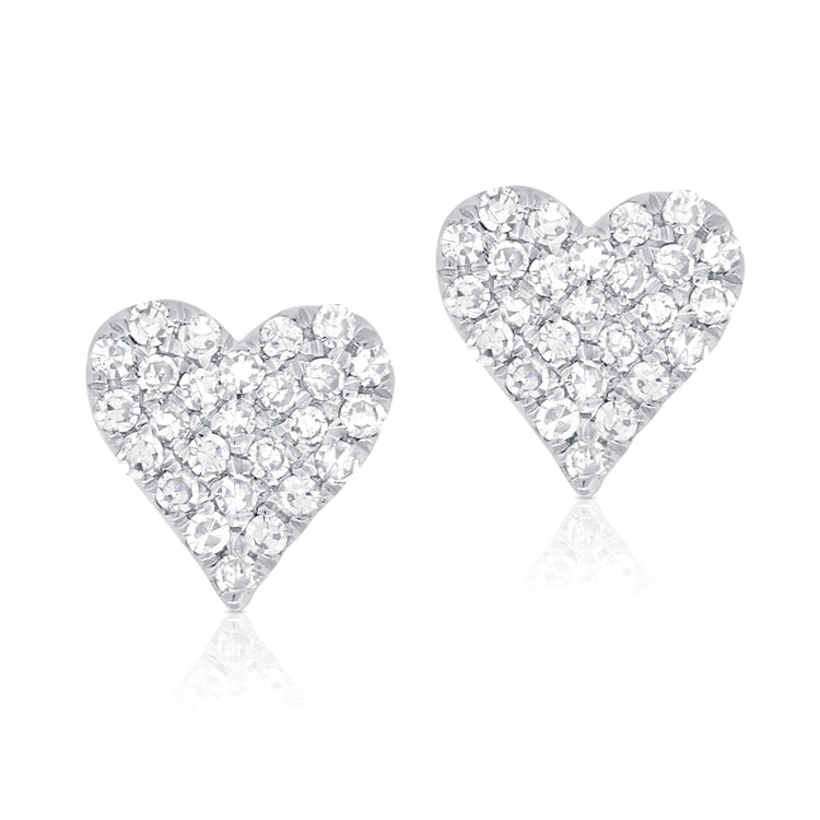 14K Rose Gold Diamond Small Heart Stud Earrings-Earrings-Maurice's Jewelers-WHITE GOLD-