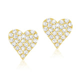 14K White Gold Diamond Small Heart Stud Earrings-Earrings-Maurice's Jewelers-YELLOW GOLD-