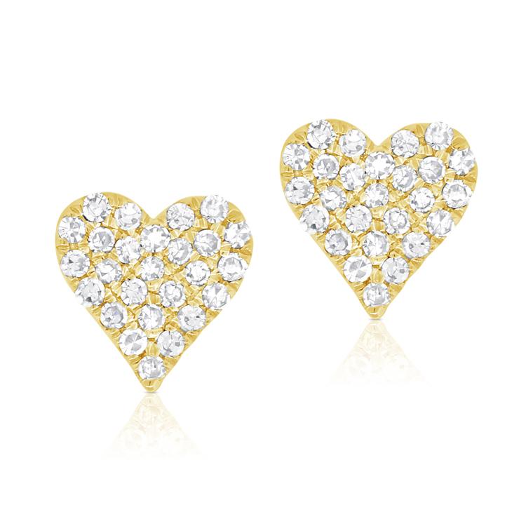 14K White Gold Diamond Small Heart Stud Earrings-Earrings-Maurice's Jewelers-YELLOW GOLD-