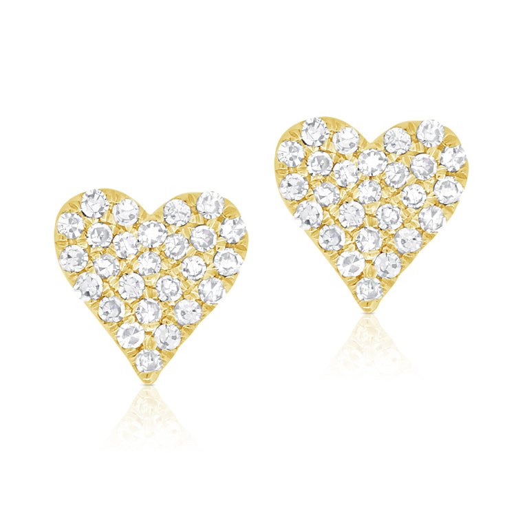 14K Rose Gold Diamond Small Heart Stud Earrings-Earrings-Maurice's Jewelers-YELLOW GOLD-