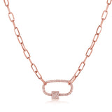 14K Yellow Gold Full Diamond Pave link Necklace-Necklaces-aaron jewelry-Rose Gold-