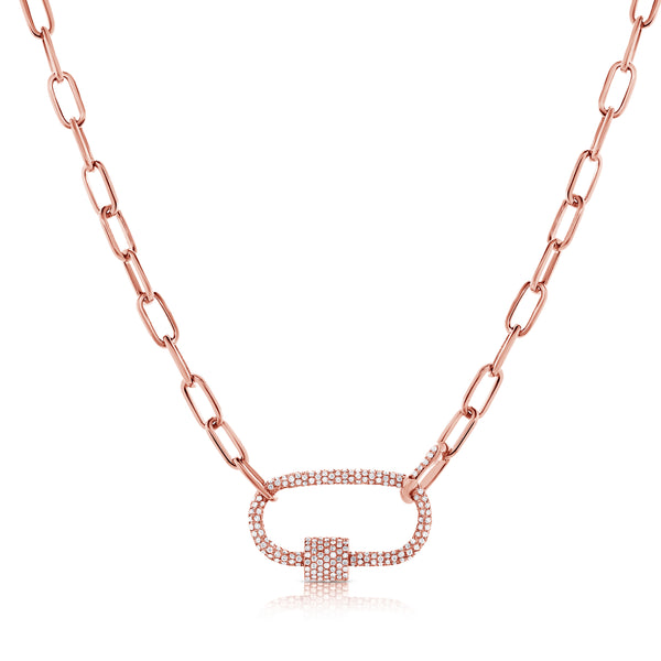 14K Rose Gold Full Diamond Pave link Necklace-Necklaces-Maurice's Jewelers-Rose Gold-