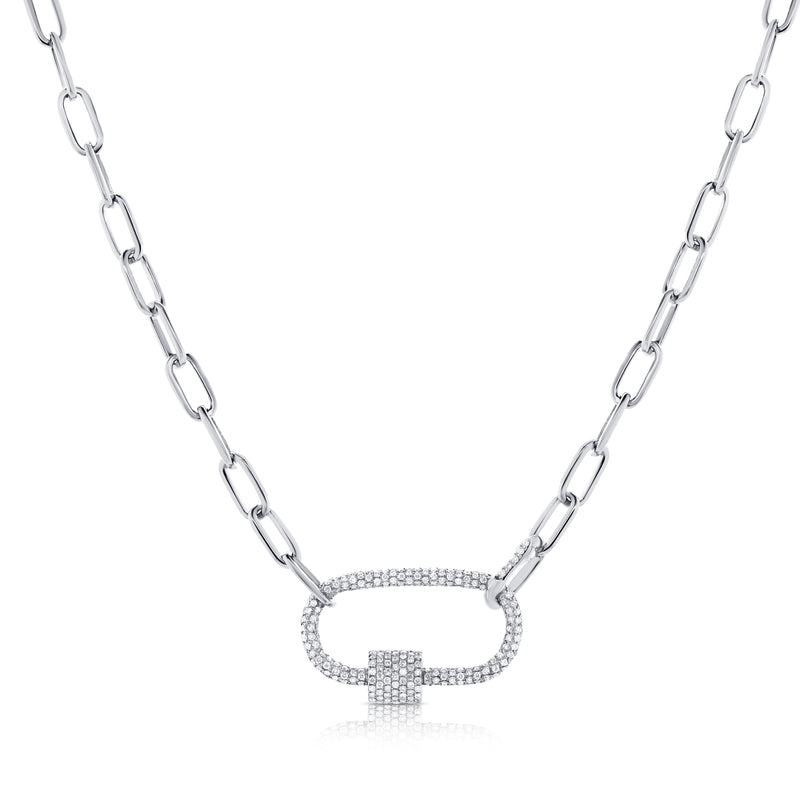 14K Yellow Gold Full Diamond Pave link Necklace-Necklaces-aaron jewelry-White Gold-