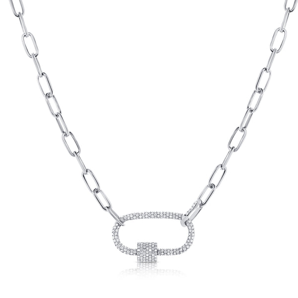 14K Rose Gold Full Diamond Pave link Necklace-Necklaces-Maurice's Jewelers-White Gold-