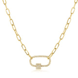 14K Yellow Gold Full Diamond Pave link Necklace-Necklaces-aaron jewelry-Yellow Gold-