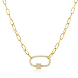 14K Yellow Gold Full Diamond Pave link Necklace