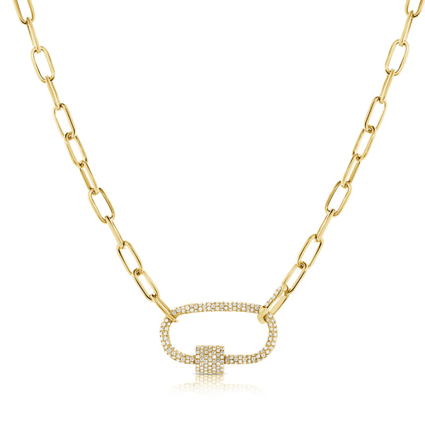 14K Yellow Gold Full Diamond Pave link Necklace-Necklaces-aaron jewelry-Yellow Gold-