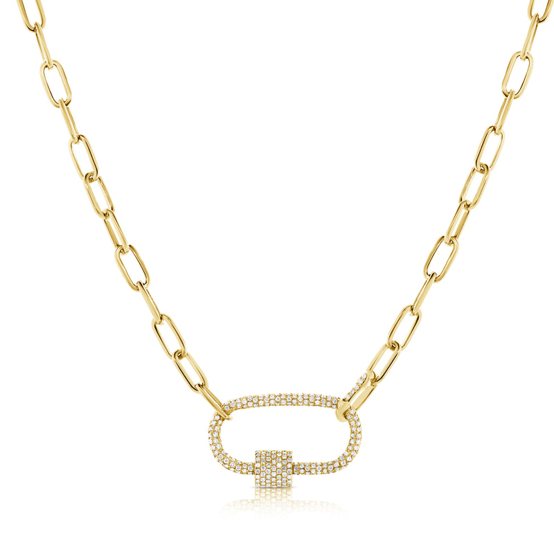 14K White Gold Full Diamond Pave link Necklace